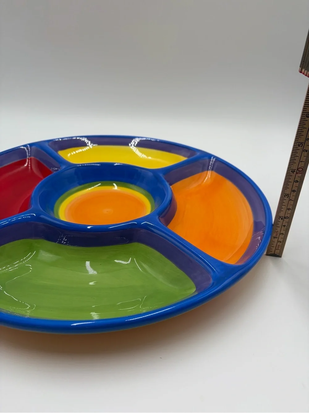 Dansk Handpainted Sectioned Server with White and Orange Accents